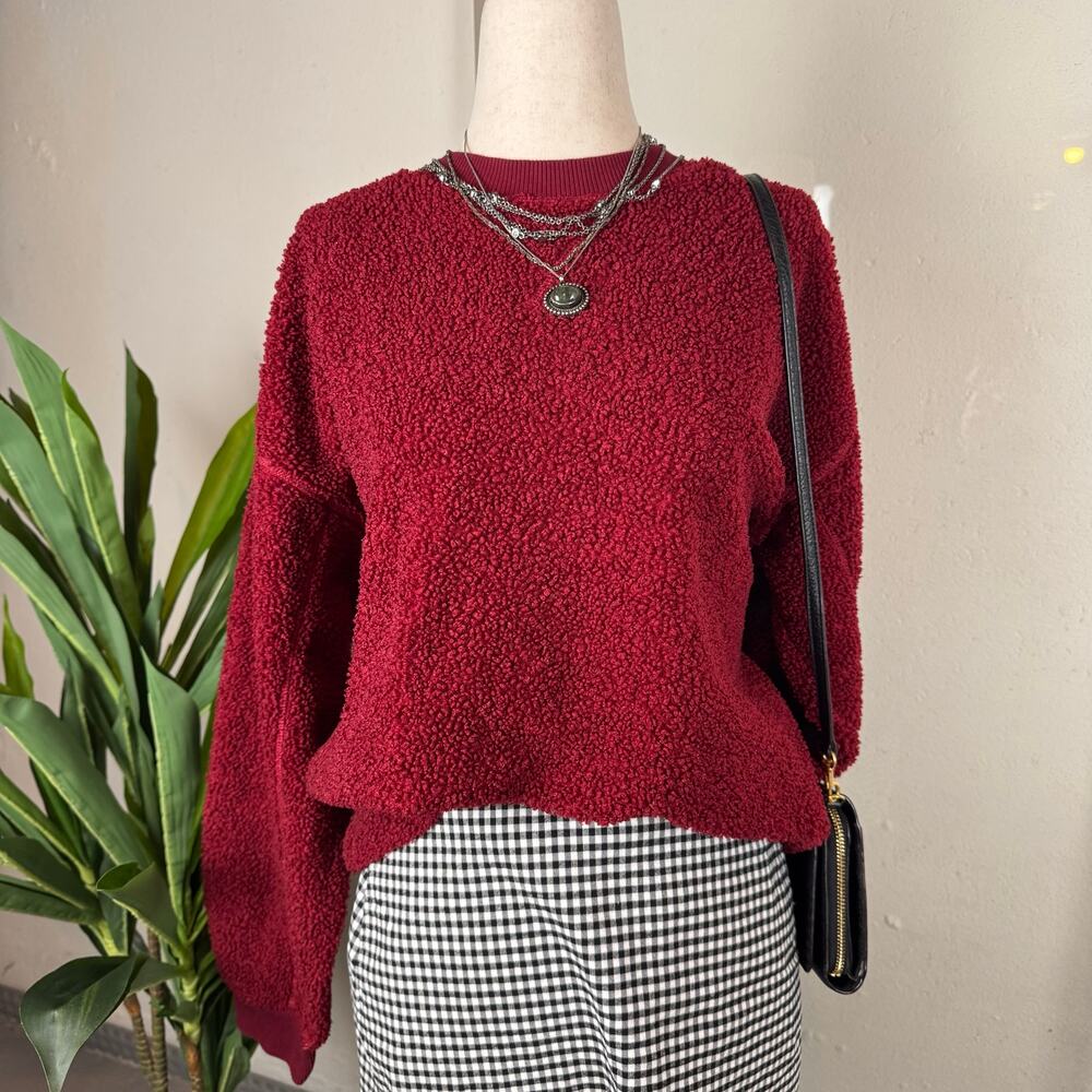 American Eagle Red Sherpa Sweatshirt Small